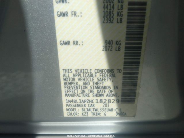 1N4BL3AP2HC182829 Nissan Altima 3.5 Sl