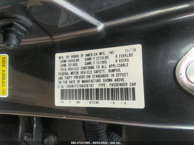 Acura TLX 2017 19UUB1F37HA006193 Image 9