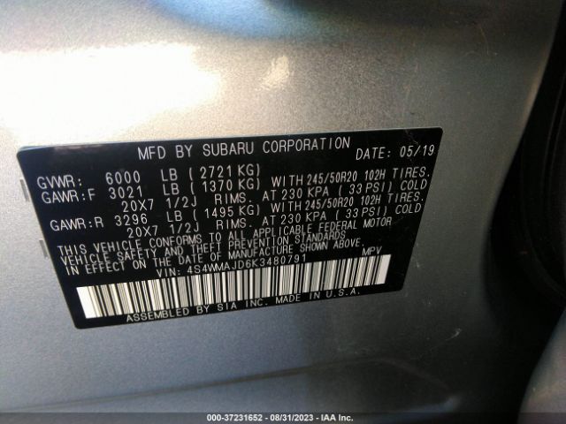 4S4WMAJD6K3480791 Subaru Ascent Limited