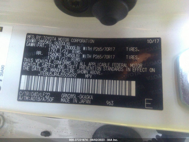 Toyota 4RUNNER SR5 2018 JTEBU5JR4J5505692 Image 15