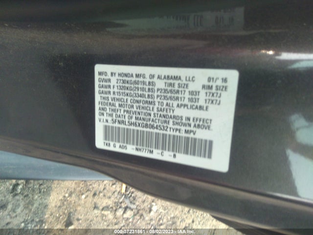 Honda Odyssey Ex-l 2016 5FNRL5H6XGB064532 Image 9