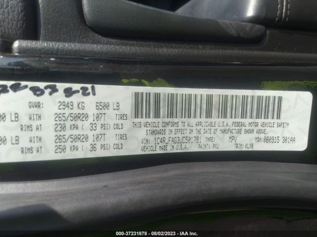 1C4RJFAG3JC501791 Jeep Grand Cherokee Altitude