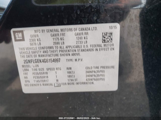 Chevrolet Equinox Ltz 2016 2GNFLGEK4G6154997 Image 9