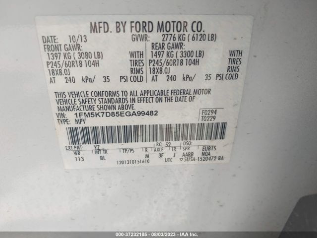 1FM5K7D85EGA99482 Ford EXPLORER XLT