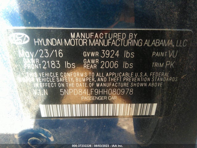 Hyundai ELANTRA SE 2017 5NPD84LF9HH080978 Image 15