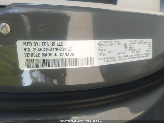 2C4RC1BG1NR234157 Chrysler Pacifica Touring L