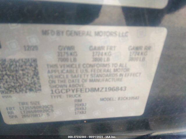Chevrolet Silverado 1500 Lt Trail Boss 2021 1GCPYFED8MZ196843 Image 9