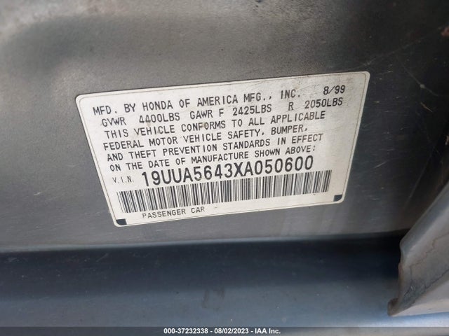 1999 ACURA TL VIN: 19UUA5643XA050600