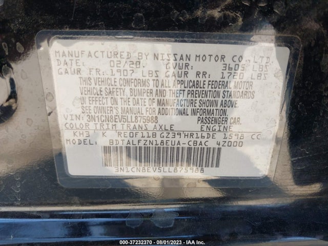 Nissan VERSA SV 2020 3N1CN8EV5LL875988 Image 15
