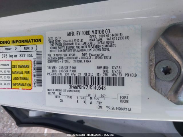 3FA6P0H72JR140548 Ford FUSION SE