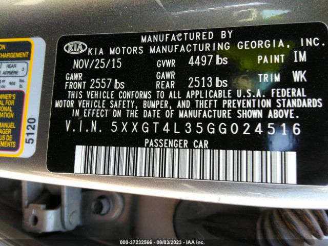 5XXGT4L35GG024516 KIA Optima Lx