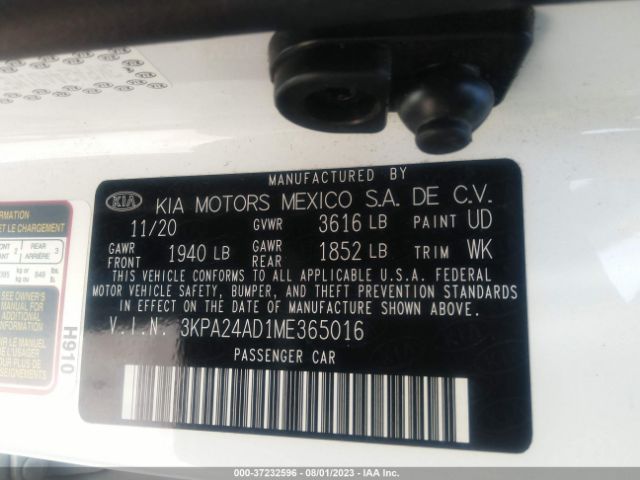 3KPA24AD1ME365016 KIA RIO S