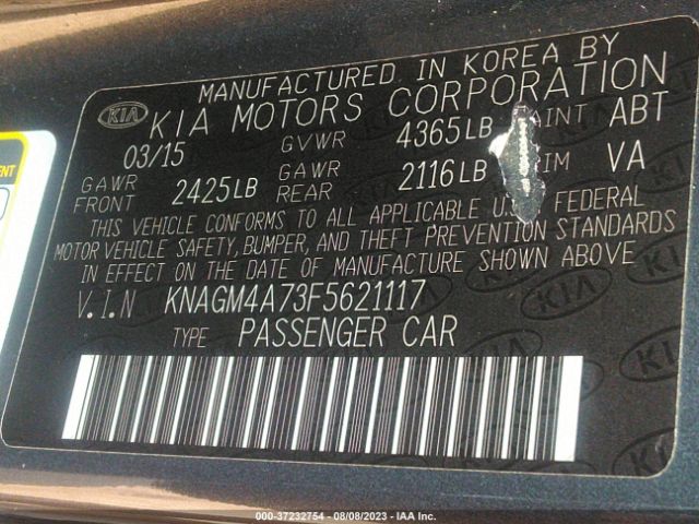 KNAGM4A73F5621117 KIA Optima Lx