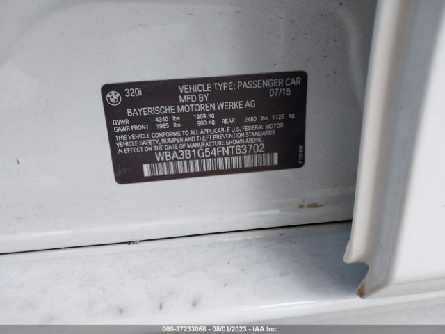 WBA3B1G54FNT63702 BMW 3 Series 320i