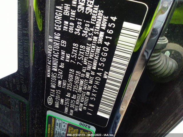 KIA SORENTO EX 2016 5XYPHDA15GG041654 Image 15