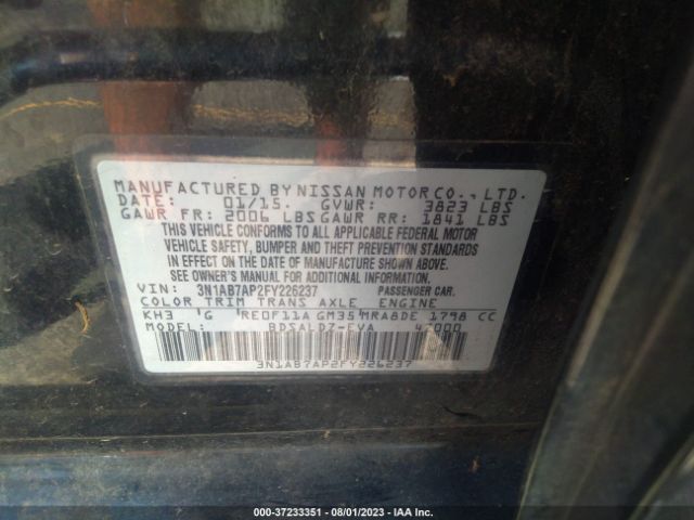 3N1AB7AP2FY226237 Nissan Sentra Sr/sl/s/sv/fe+ S