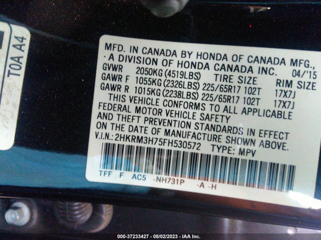 Honda Cr-v Ex-l 2015 2HKRM3H75FH530572 Image 16