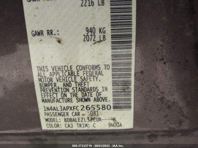 Nissan Altima 2.5 S 2015 1N4AL3APXFC265580 Image 9