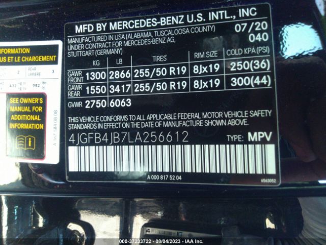 4JGFB4JB7LA256612 Mercedes-Benz Gle Gle 350