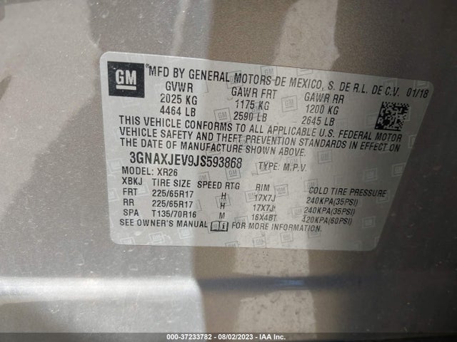 Chevrolet EQUINOX LT 2018 3GNAXJEV9JS593868 Image 9