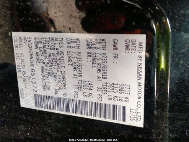 5N1DR2MN1HC651572 Nissan Pathfinder Sv