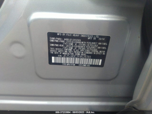 2015 SUBARU FORESTER 2.5I PREMIUM VIN: JF2SJADC2FH528781