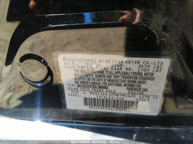 3N1CE2CP3GL390983 Nissan Versa Note S/s Plus/sv/sr/sl