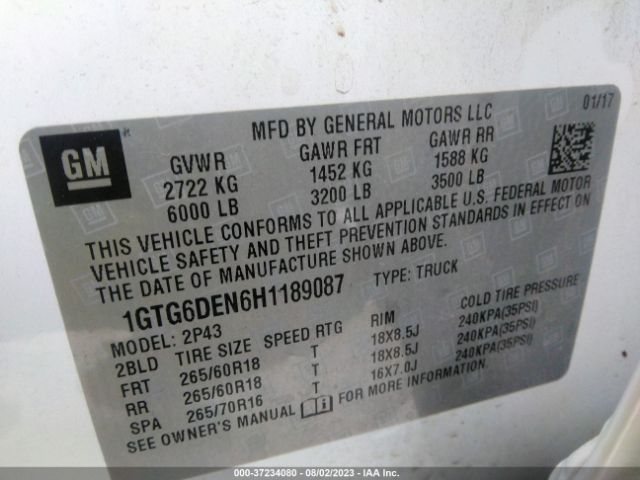 1GTG6DEN6H1189087 GMC Canyon 4wd Slt