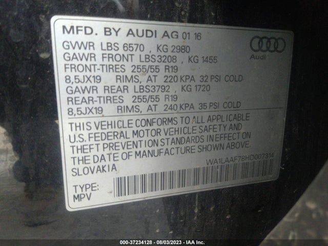 Audi Q7 Premium Plus 2017 WA1LAAF78HD007314 Image 9