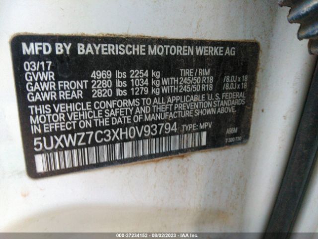 5UXWZ7C3XH0V93794 BMW X3 Sdrive28i