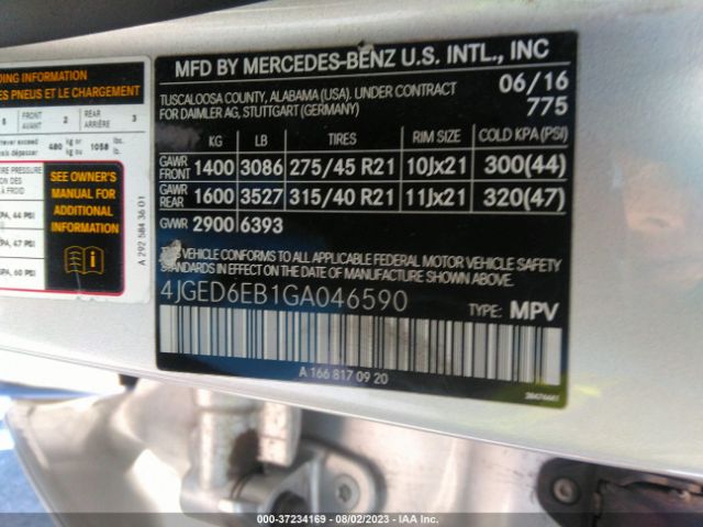 4JGED6EB1GA046590 Mercedes-Benz Gle Gle 450 Amg