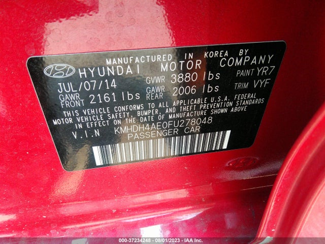 Hyundai ELANTRA SE 2015 KMHDH4AE0FU278048 Image 9