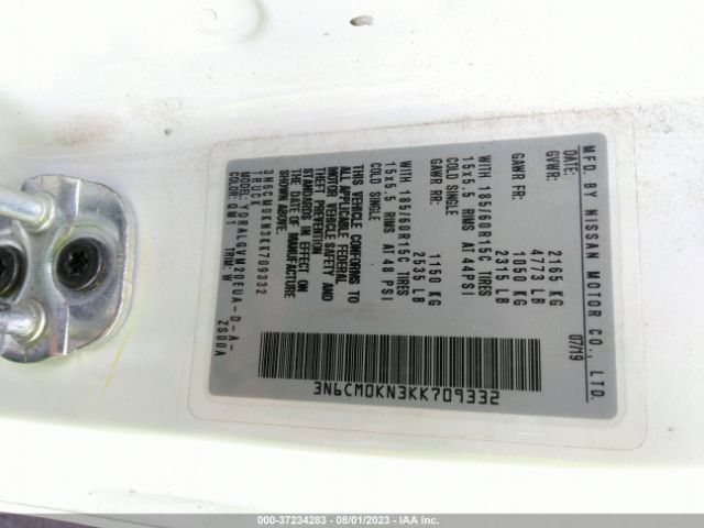 3N6CM0KN3KK709332 Nissan NV200 SV