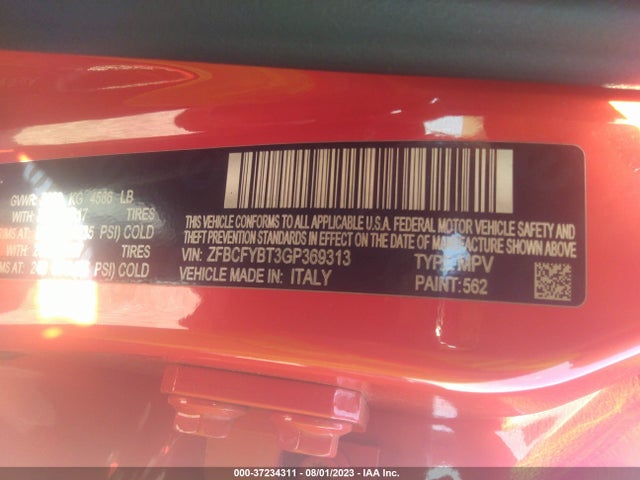 ZFBCFYBT3GP369313 Fiat 500x Easy