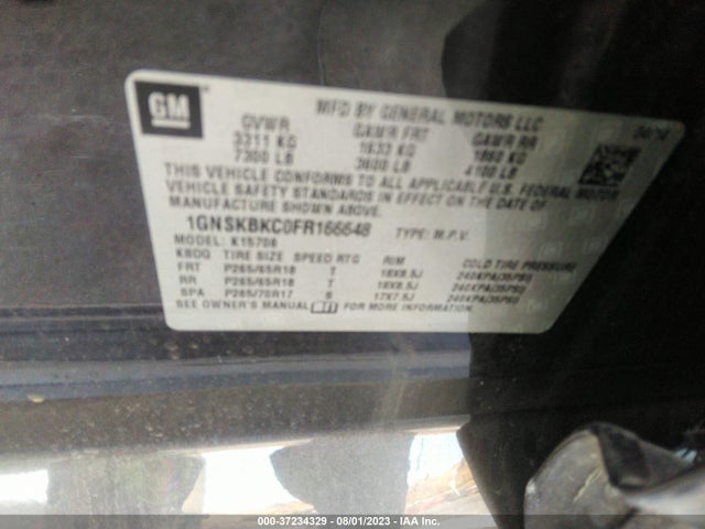 Chevrolet Tahoe Lt 2015 1GNSKBKC0FR166648 Image 9