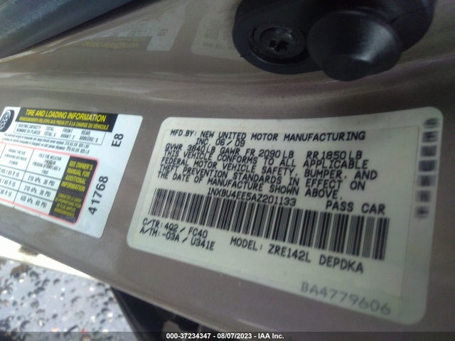 2010 TOYOTA COROLLA VIN: 1NXBU4EE5AZ201133