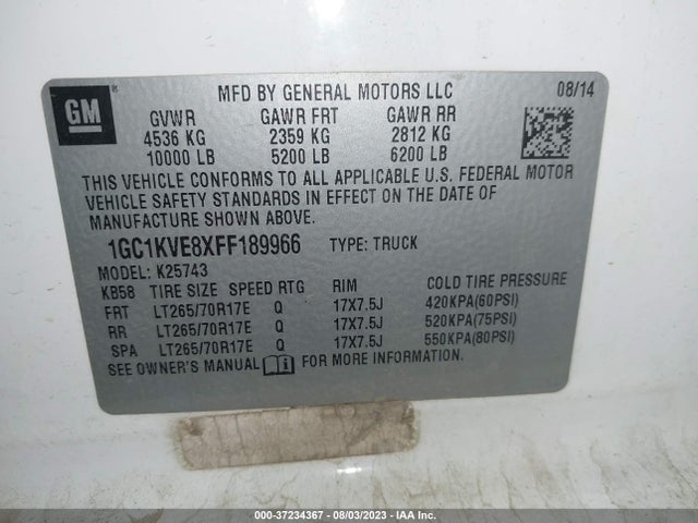 Chevrolet Silverado 2500hd Lt 2015 1GC1KVE8XFF189966 Image 9