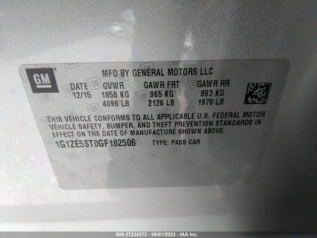 Chevrolet MALIBU LT 2016 1G1ZE5ST0GF182506 Image 15
