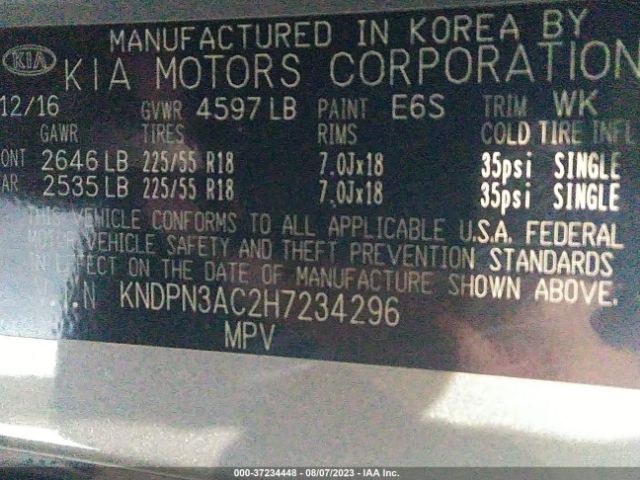 KNDPN3AC2H7234296 KIA Sportage Ex