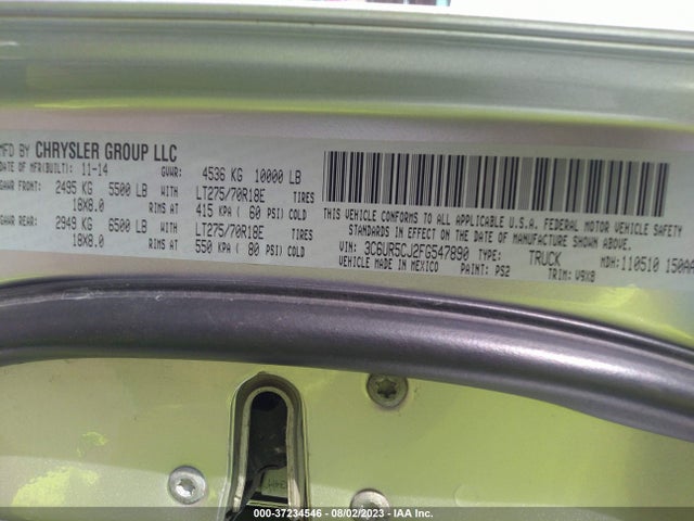 3C6UR5CJ2FG547890 RAM 2500 Tradesman