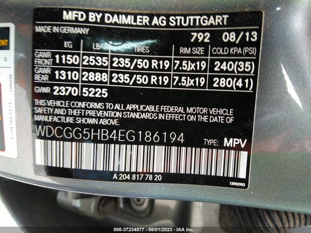 WDCGG5HB4EG186194 Mercedes-Benz Glk-class Glk 350