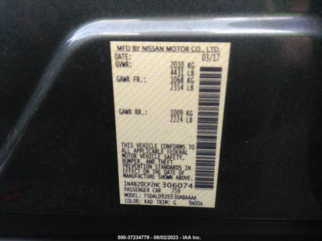 1N4BZ0CP2HC306074 Nissan LEAF SV