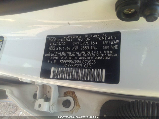 2021 HYUNDAI VENUE SE VIN: KMHRB8A39MU070535