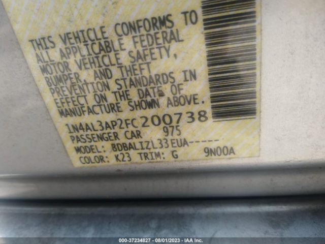 1N4AL3AP2FC200738 Nissan Altima 2.5 Sv