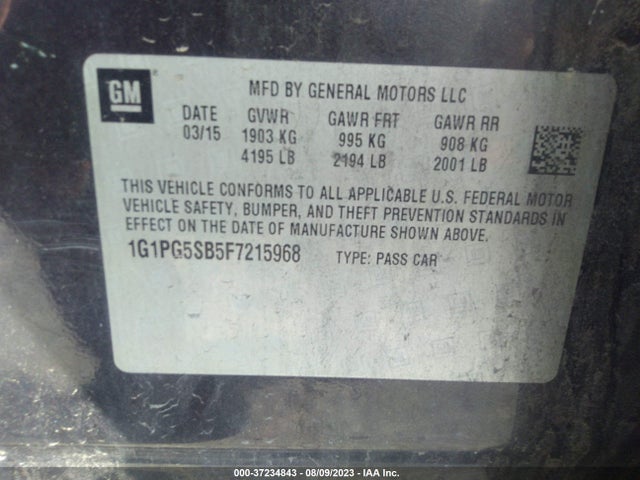 Chevrolet CRUZE LTZ 2015 1G1PG5SB5F7215968 Image 9