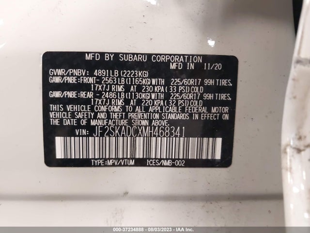 JF2SKADCXMH468341 Subaru Forester