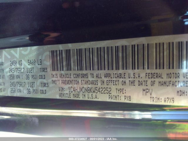 1C4HJXDN8KW542252 Jeep Wrangler Unlimited Sport S