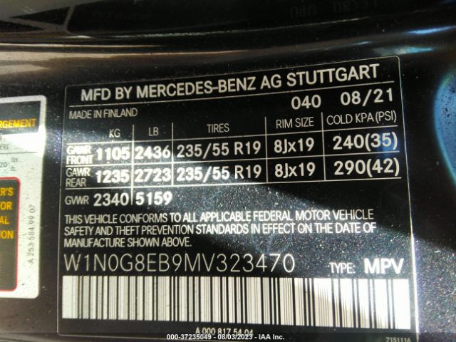 W1N0G8EB9MV323470 Mercedes-Benz Glc Glc 300