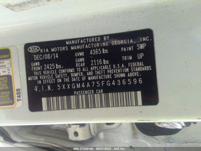 5XXGM4A75FG436596 KIA Optima Lx