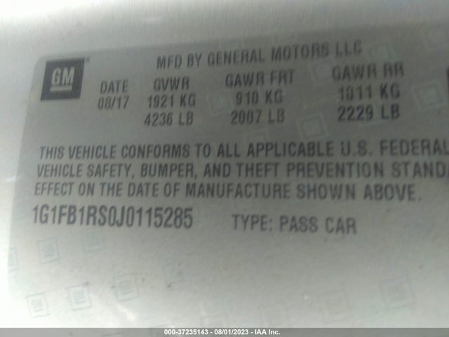 Chevrolet Camaro 1lt 2018 1G1FB1RS0J0115285 Image 9